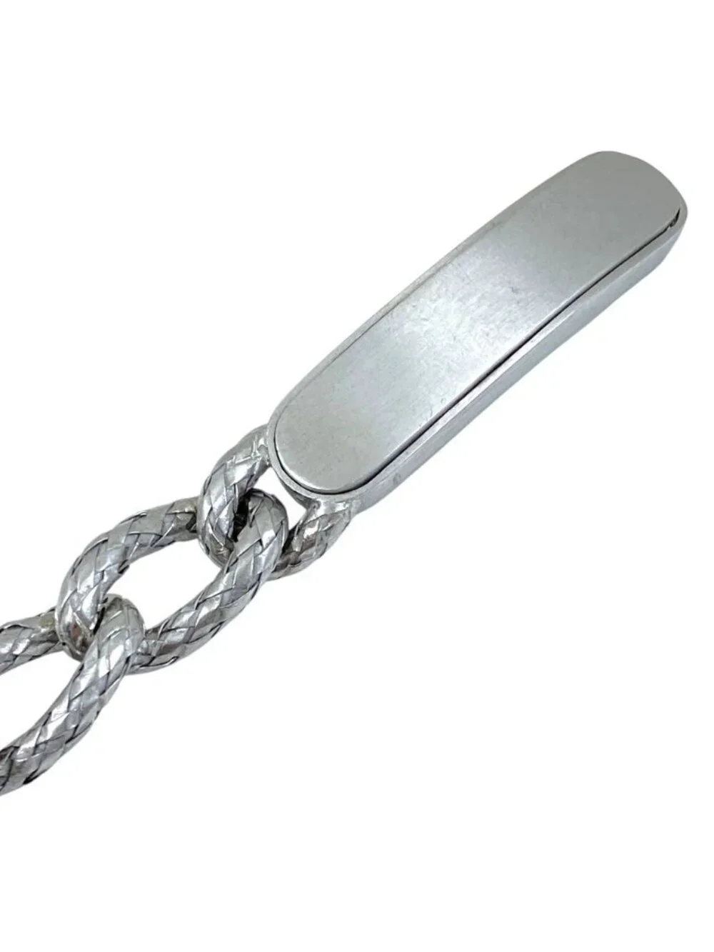 Bottega Veneta Chain Bracelet ID Intrecciato Silver Color Simple